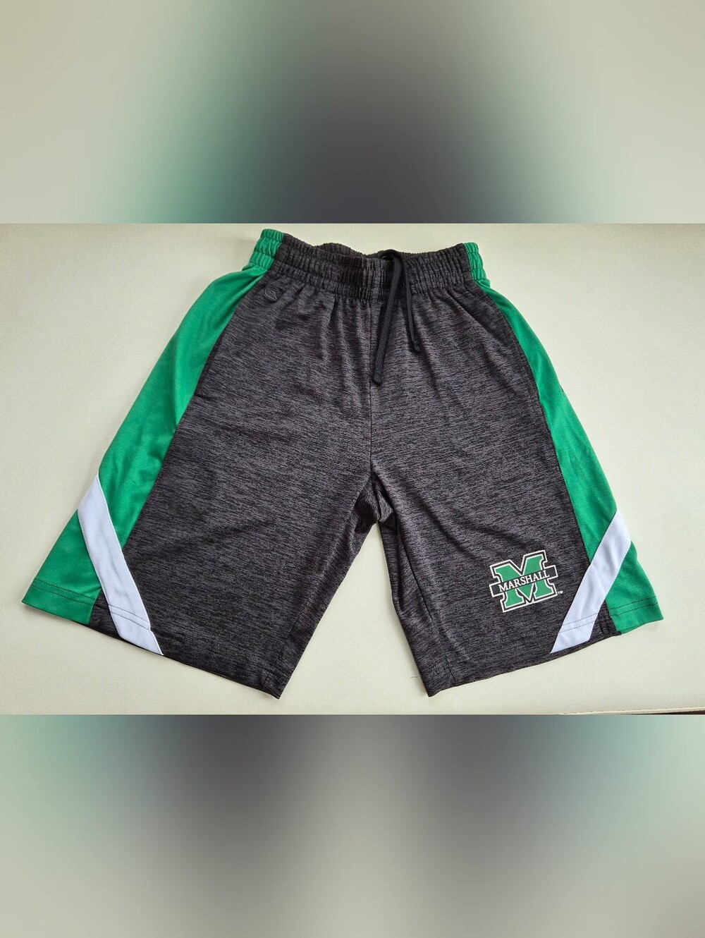 Marshall University - ABlack, Green & White Boy's Athletic Shorts, Size 8-10